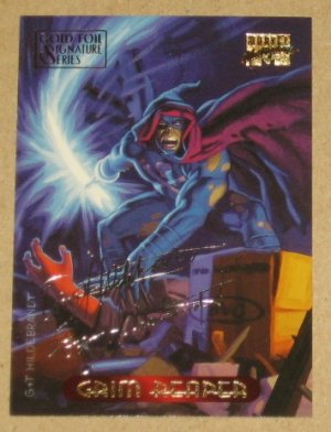 Marvel Masterpieces 1994 (Fleer) Gold-Foil Signature Parallel Card #46- Grim Reaper EX