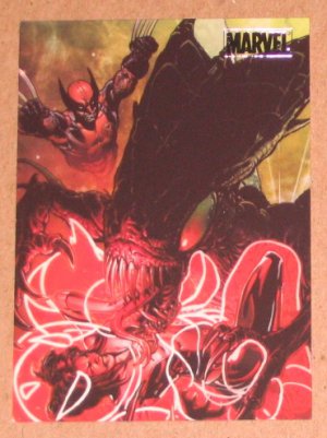 Marvel Heroes and Villains (Rittenhouse 2010) Parallel Card #28- Wolverine & Armor vs. Brood EX
