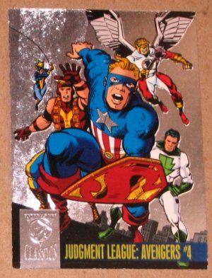 Amalgam (Fleer/SkyBox 1996) Power Blast Card #2- Judgment League Avengers #4 VG