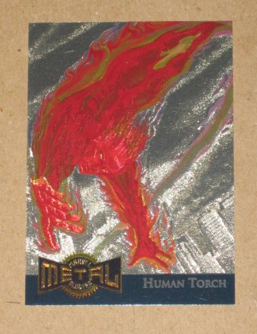 Marvel Metal (Fleer 1995) Gold Blaster Card #6- Human Torch EX