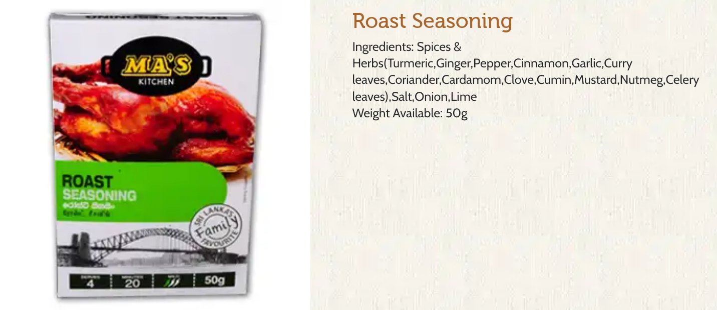5 Packets x Sri Lankan Ma's Kitchen Roast Seasoning Spice Mix Marinade