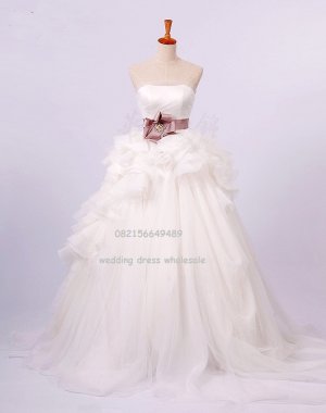 High Quality white strapless wedding dress