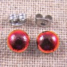 Tiny DICHROIC Post EARRINGS 1/4" 7mm Rust Red COPPER Orange Fused GLASS STUDS