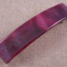 Hair BARRETTE Fused Stained GLASS 3.5" 9cm Wine Red Strawberry White Wisp Swirl