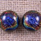 DICHROIC Earrings Purple with Copper Gold Black Halo Rainbow Post 1/4" 7mm STUDS