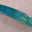 Hair BARRETTE Fused Stained GLASS 3.5" 9cm Green Emerald Turquoise BLUE Swirl