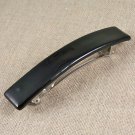 Fused GLASS Hair BARRETTE 3.5" 9cm Jet Black Onyx Stained Glass Simple Basic