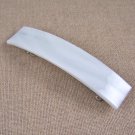 Fused GLASS Hair BARRETTE 3.5" 9cm Pure Snow WHITE Stained Glass Simple Basic