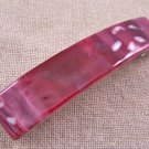 Hair BARRETTE Fused Stained GLASS 3.5" 9cm Cranberry Red Wine White Wisp Swirl