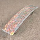 DICHROIC Hair BARRETTE 3.5" 9cm Clear Copper Peach Gold Fused Glass Ripple Waves