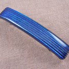 Dichroic Hair Barrette 3.5" / 9cm Silver Blue Fused Glass Striped Reed Texture