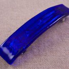 Fused GLASS Hair BARRETTE 3.5" 9cm Sapphire BLUE Transparent Stained Glass