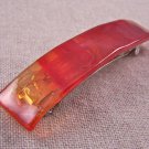 Fused GLASS Hair BARRETTE 3.5" 9cm RED Ruby Tomato Stained Glass Cloudy Swirl