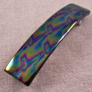 Fused GLASS Hair BARRETTE 3.5" 9cm Iridescent Black Gold Rainbow Stained Glass