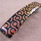 Dichroic Hair Barrette 3.5" 9cm Copper Red Black Rings Spiral Coils Fused Glass
