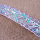DICHROIC Hair BARRETTE 3.5" / 9cm Clear Emerald GREEN Fused Glass Ripple Waves