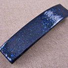 Fused Stained GLASS Hair BARRETTE 3.5" 9cm Iridescent Navy Blue Mica Metallic