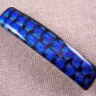 Dichroic Hair Barrette 3.5" 9cm Cobalt BLUE & Black Patchwork Weave Fused GLASS