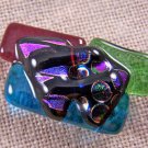 DICHROIC Pin Fused Glass Red Green Blue Small 1" Brooch Shards Abstract Patterns