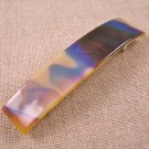 Hair BARRETTE Fused Stained GLASS 3.5" 9cm Tan Camel Chocolate Brown Swirl