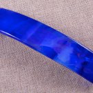 Hair BARRETTE Fused Stained GLASS 3.5" 9cm Deep Cobalt BLUE & Cloudy White Swirl
