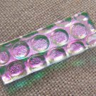 DICHROIC Brooch Pin Fused Glass Abstract Opal Pink Magenta Bubbles Polka Dot 1"