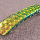 Dichroic Hair Barrette 3.5" 9cm Gold Yellow Copper Fused Glass Bubbles Polka Dot