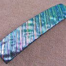 Dichroic Hair Barrette 3.5" 9cm Soft Pastel Pink Fused Glass Ripple Wavy Waves