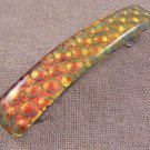 Dichroic Hair Barrette 3.5" 9cm Gold Orange Copper Fused Glass Bubbles Polka Dot
