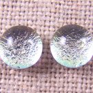 Tiny DICHROIC Post EARRINGS 1/4" 7mm Clear Opal Golden Pink Fused GLASS STUDS
