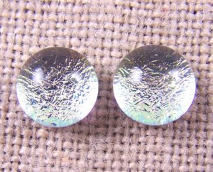 Tiny DICHROIC Post EARRINGS 1/4" 7mm Clear Opal Golden Pink Fused GLASS STUDS