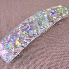 Dichroic Hair Barrette 3.5" 9cm Opal Pink Diamonds Fused Glass Textured Shiny