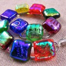 DICHROIC Link Bracelet Rainbow Colored Fused Glass Swirl Patterns .5" X 7.5"