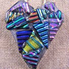 Dichroic Fused Glass HEART Rainbow Confetti PENDANT & PIN Lavender Green Shards