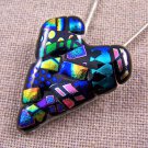HEART PIN & PENDANT Dichroic Fused Glass Rainbow Patterned Confetti Shards