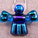 Dichroic Fused Glass ANGEL Cobalt Blue Aqua PENDANT PIN COMBO Teal Accents