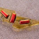 DICHROIC Fused Glass Gold Orange Amber Shard Small 1" Brooch Pin Bargain SALE