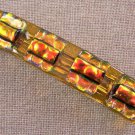 Dichroic Hair Barrette 3.5" 9cm Amber Copper Orange Fused Glass Bubbles Textured