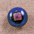 DICHROIC Fused GLASS TIE TACK Flair Emerald Green Pink Dot .5" 12mm Formal Wear