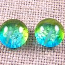 Tiny Glass Post EARRINGS 1/4" 7mm Clear Moonstone Green Blue Fused GLASS STUDS