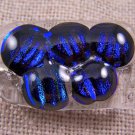 Pin DICHROIC Fused Glass Cobalt Blue Small 1" Brooch SALE Striped Dots Texture