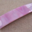 Hair Ponytail BARRETTE Fused Stained GLASS 3.5" 9cm Rose Pink & Soft White Swirl