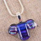 DICHROIC Fused Glass PINK Magenta PURPLE Violet PENDANT Lumpy Striped Texture