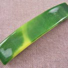Hair BARRETTE Fused Stained GLASS 3.5" 9cm Yellow Sparkle Green Streaky Swirl