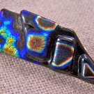 DICHROIC Pin Fused Glass Gold Copper Black Small 1" Brooch Shards Abstract Dots
