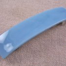 Fused GLASS Hair BARRETTE 3.5" 9cm Pale Denim Sky BLUE White Stained Glass Basic
