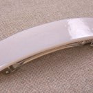 Fused GLASS Hair BARRETTE 3.5" 9cm OFF-WHITE Peach CREAM Stained Glass Beige