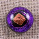DICHROIC Fused GLASS TIE TACK Flair Purple Orange Gold Dot .5" 12mm Formal Wear