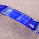 Hair BARRETTE Fused Stained GLASS 3.5" 9cm Clear Blue White Zebra Stripe Swirls