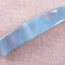 Hair BARRETTE Fused Stained GLASS 3.5" 9cm Robin Blue White Gray Neutral Swirl